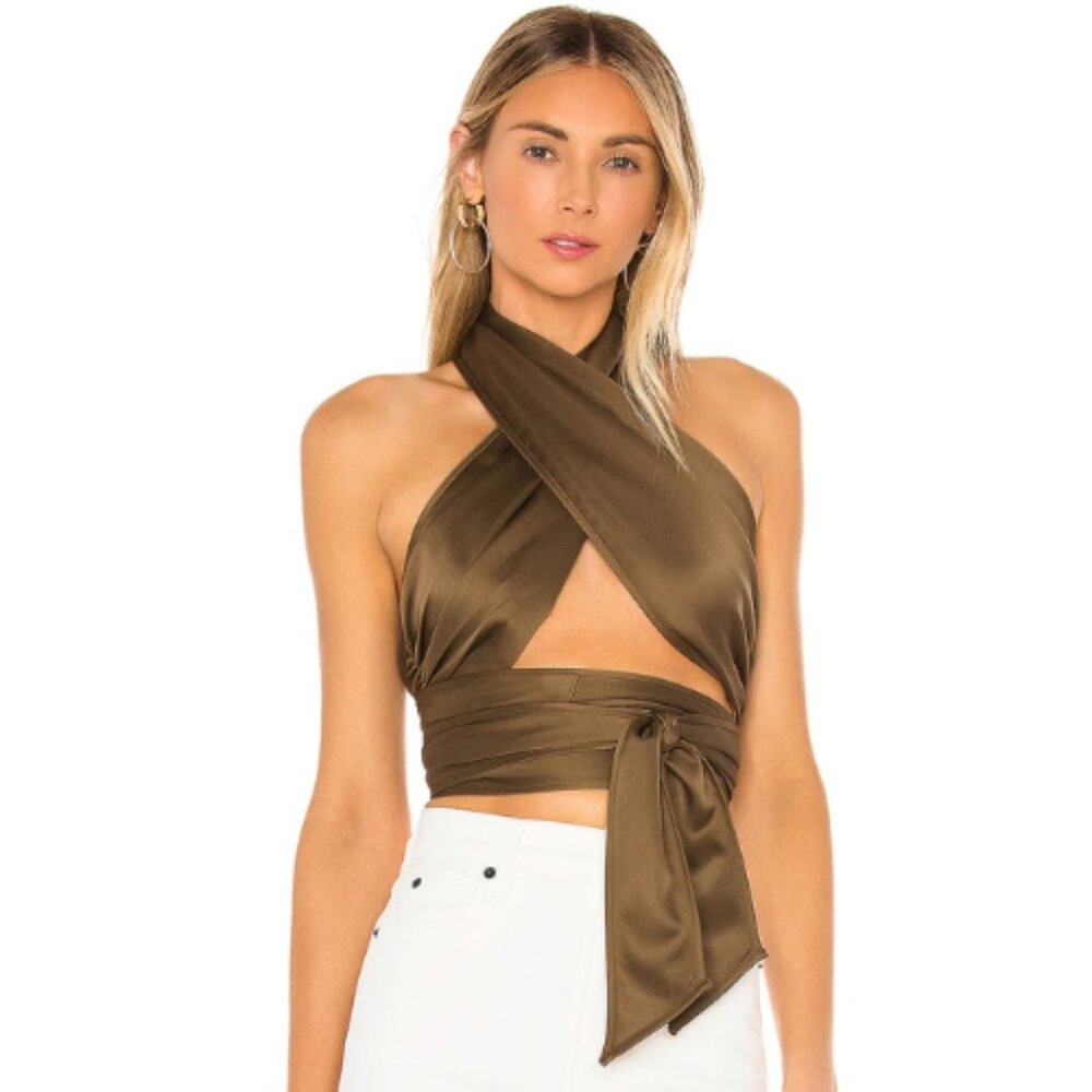 Revolve LPA Wrap Top 532 in Taupe NWT Size Small